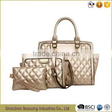 Fashion Quilted PU Leather Set Shoulder Bag with Crossbody bag and Purse