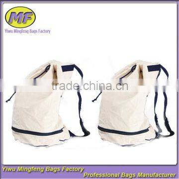 Wholesale Custom High Quality White Large Capacity Sling and Double Shoulders Cotton Canvas Yoga Bag Backpack