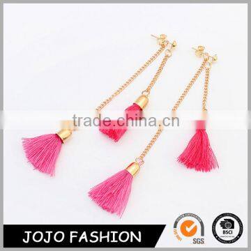 Wholesale multiColor choice gold hook korea suede long chain tassel earring