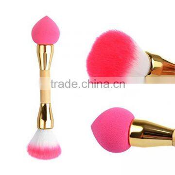 Newest private label face cleaner makeup red double-ended cosmetic brush set wholesale