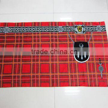 100% Cotton Velour Printed Scottish Plaid Beach Towel Plaid Printed Scottish Beach Towel photo-3