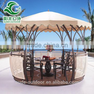 Luxury Rattan Gazebo Garden Furniture Hot Sale with WPC floor