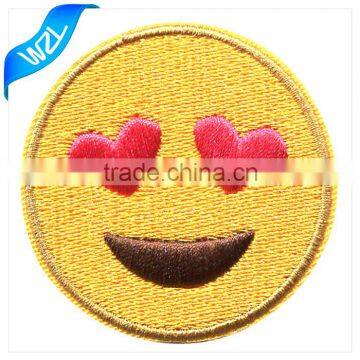 Custom emoji embroidered patch 3D Feature iron-on love expression patch with embroidery technics