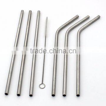 Stainless Steel Drinking Straws, Strong Reusable Eco Friendly, Set of 6 with 2 Cleaning Brushes