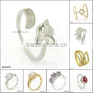 2015 Latest Design Diamond Copper Ring Plated Gold Wedding Ring Supplier