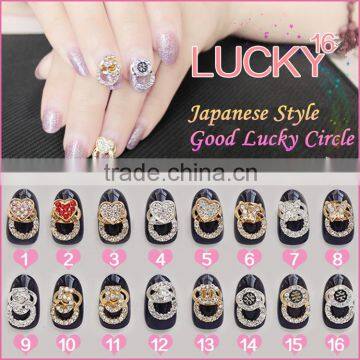 2016 New Trends Fashionable Lucky Circle Pendant Nail Art Charms Decal Fancy Multi Shape 3D Alloy Nail Art