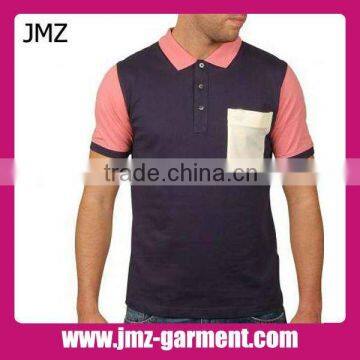 Pocket design 100% jersey cotton polo t shirt for men