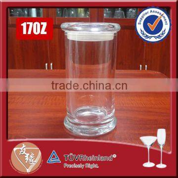 Cylinder shape 480ml votive glass candle holder with lid