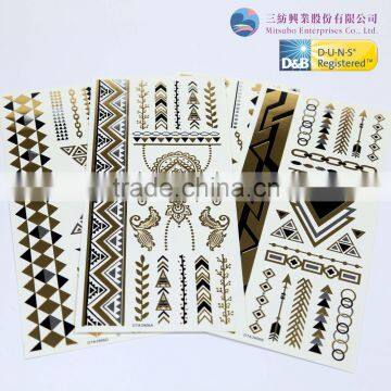 Fashion Body Temporary Metallic Tattoo Gold Silver Tattoo Sticker photo-5