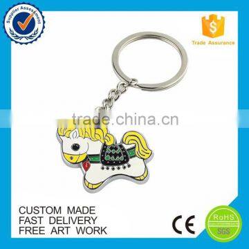 2016 cheap cute metal horse keychains with high quality