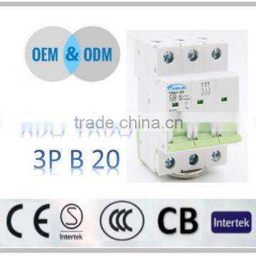 mini miniature circuit breaker 3P/20A MCB
