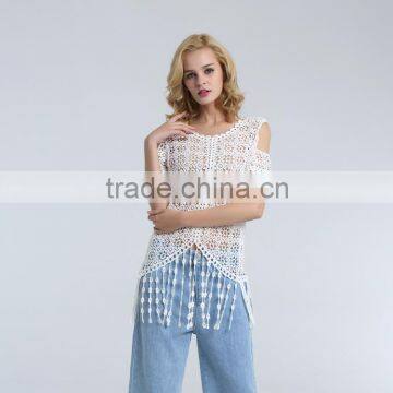 Hot Sale Ladies Crocheted Lace Blouse With Fringes photo-4