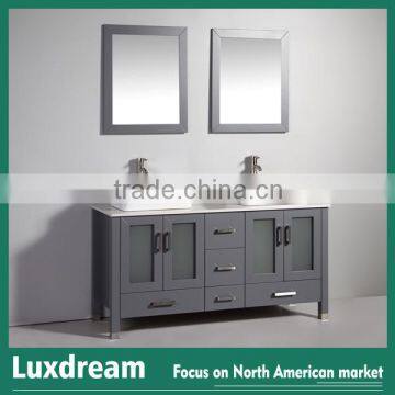 Luxury Wooden Bathroom Vanity With Double Resin Wash Sinks photo-1
