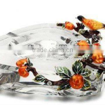 hand craft pewter design crystal ashtray decorative craft luxury crystal ashtray