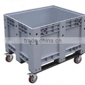 Industrial fork entry plastic pallet box pallet cage with wheels and lid