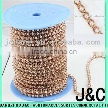 raw jewellry brass chain with pearl