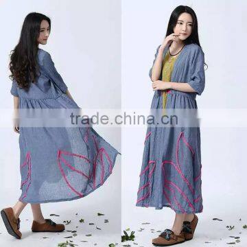 korean cotton linen long dress