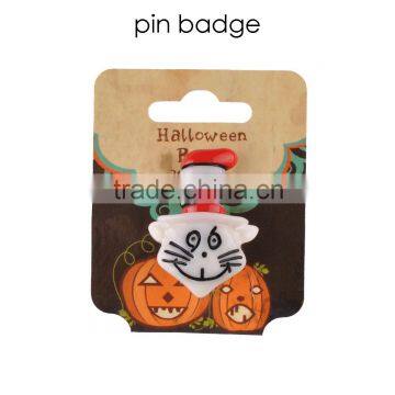 halloween cat with top hat pin badge