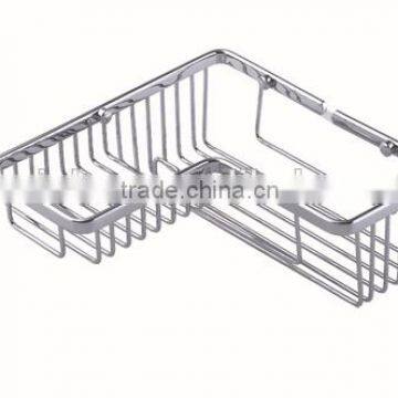 Chrome L-Shaped Corner Bathroom Basket Caddy