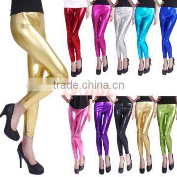 NEW Sexy Women's Footless Metallic Leggings Liquid Wet Tights Shiny Dance Pants