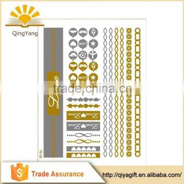 custom waterproof fake metallic temporary tattoo arm sleeve