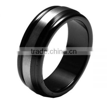 High end 8mm Men's Flat Black titanium Ring Comfort Fit black zirconium Wedding Band