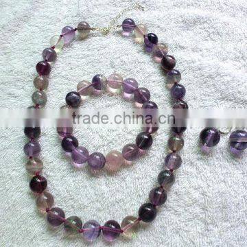 Natural gemstone jewelry set,rainbow fluorite jewelry set