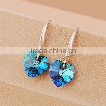 Fashion 925 Sterling Silver Blue Love Earrings ,the Heart of Austrian Crystal Earrings ! photo-5