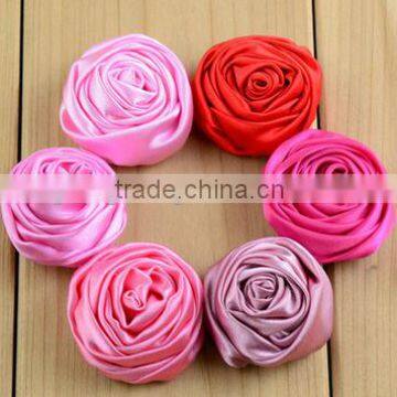 Hot ! satin ribbon roses flower for wedding decoration