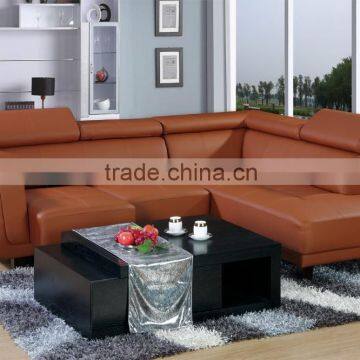 NEW Arrival Classical Leather Corner Sofa With Headrest Foldable