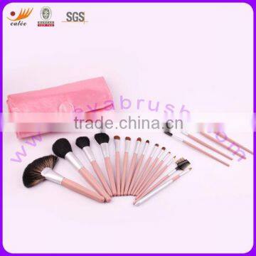 18pcs Real Hair Lovely Pink Makeup Brushes Set