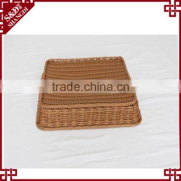 Hand Woven Customized Food Storage Square Shape Plastic Poly Rattan Basket for Fruit photo-6