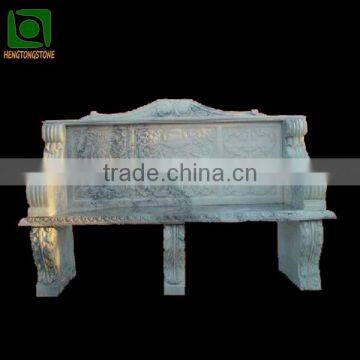 White Marble Carved Outdoor Bench