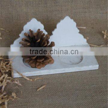 White Handmade Decorative Craved Wooden Candle Stand photo-5