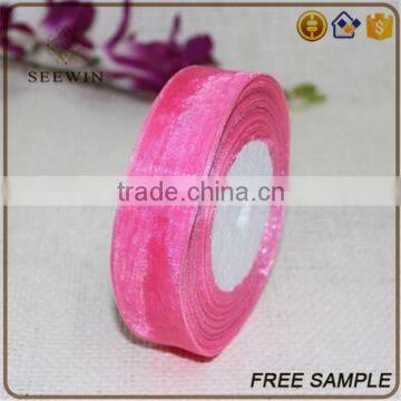 high quality beautiful transparent fitted size and pattern silk packing decorative organza fabric ribbon