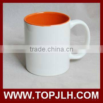 Colorful Inner Ceramic Sublimation Mug/white blank sublimation coated mug