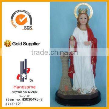 12 Inch Religious Craft Virgin Mary Hold Rose Cross Resinic Figurine photo-6