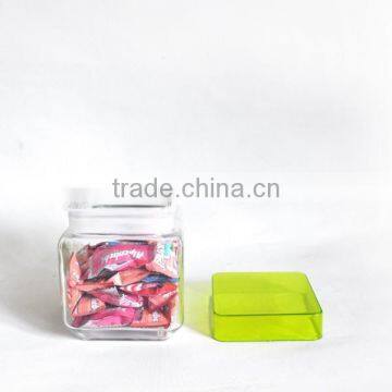 3sizes Plastic Lid,mini Square Glass Candy Jars
