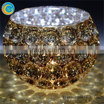 Elliptical Broken Silver Plating Glass Candle Holder