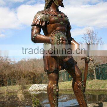 large outdoor copper sculptures metal craft bronze life size spartan statue