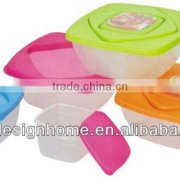 3 PCS FUCHSIA, TURQUOISE, LIME GREEN, ORANGE 0.2L+0.6L+1.3L NEST SQUARE PP PLASTIC FOOD CONTAINER