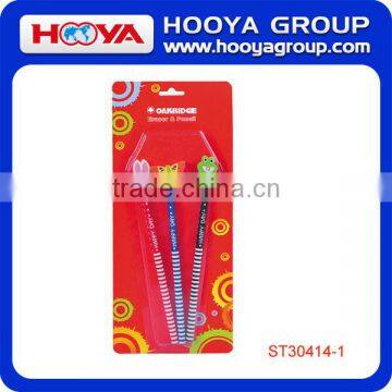 Lovely Poplar Wood Round School HB Pencil With Eraser of Animal Shape 3pcs/blister Card photo-2