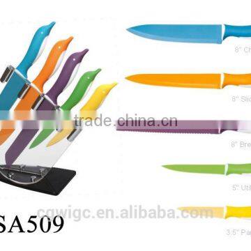 5PCS Non-Stick Coating PP Handle Knife Set