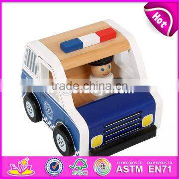 2017 New design children funny wooden toy police cars W04A337