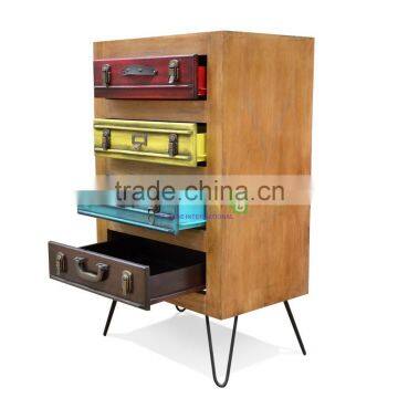 Art Furniture Chest Of 4 Drawers, Suite Case Patron Front Side Multi Color photo-3