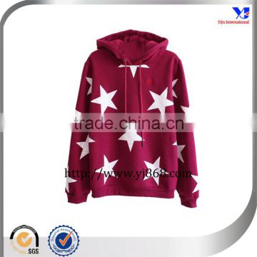 Applique Comfy Cotton Star Print Women Hoodies