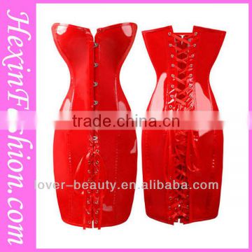 Shiny Red High Quality Sexy Women PVC Corset