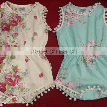 2017 Ponpon Floral baby romper months girls 100% cotton rose vintage no minimum quantity. etsy item