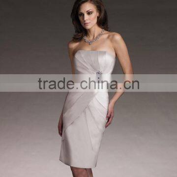 2 Pieces Long Sleeve Satin Knee Length White Beading Evening Dress photo-2