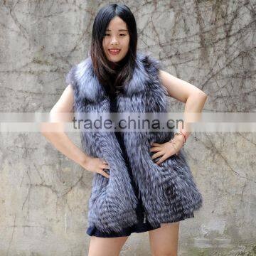 CX-G-B-61 Women Waistcoats Zipper Fur Vest Without Hood Real Fox Fur Vest photo-6